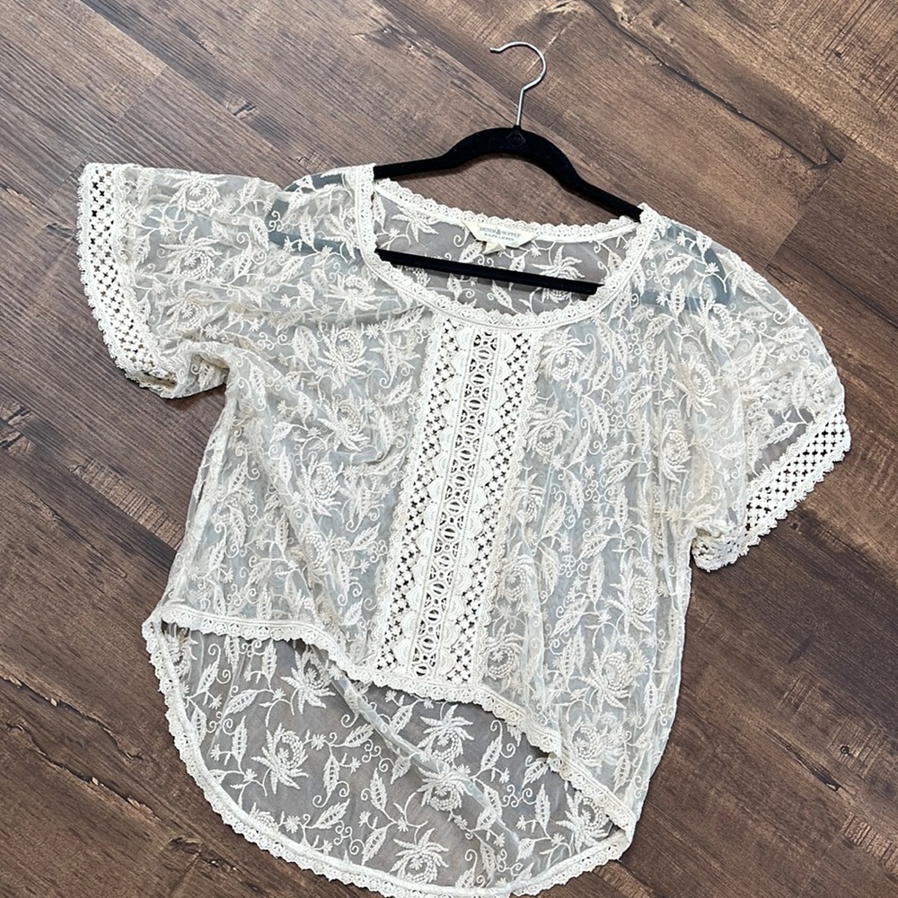 Ralph Lauren denim and supply lace top
